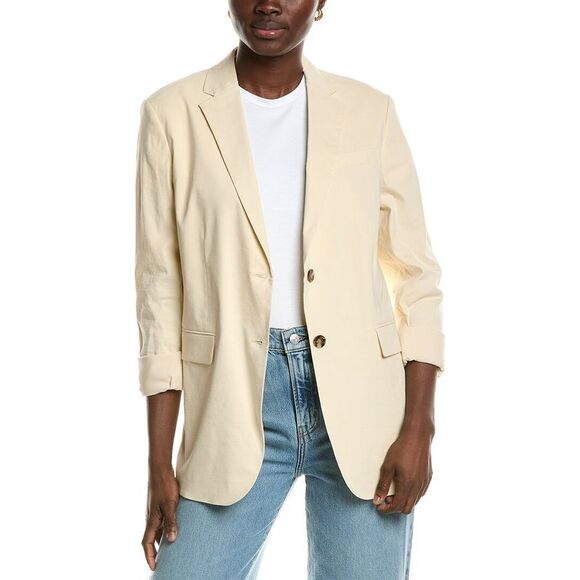 Theory Womens  Rolled Sleeve Bf Linen-Blend Jacket - Picture 1 of 3